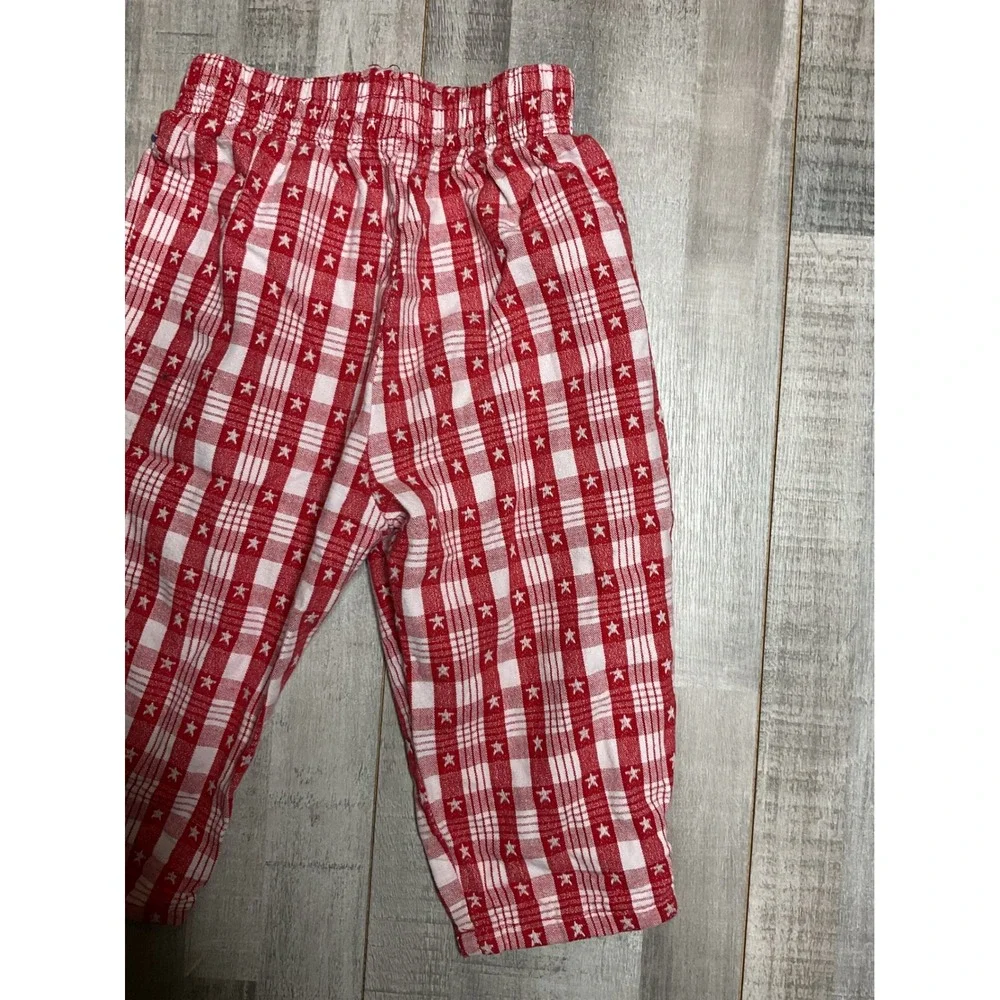 Vintage OshKosh Bgosh Red White Plaid Star Print Elastic Waist Pants Toddler 18M